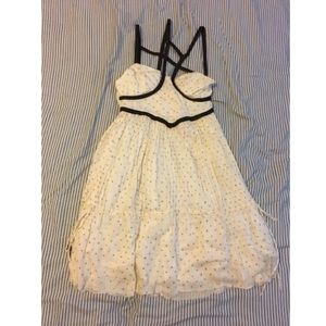 SASS AND BIDE LEATHER STRAP GLITTER DOT WHITE MINI DRESS XS 0/2